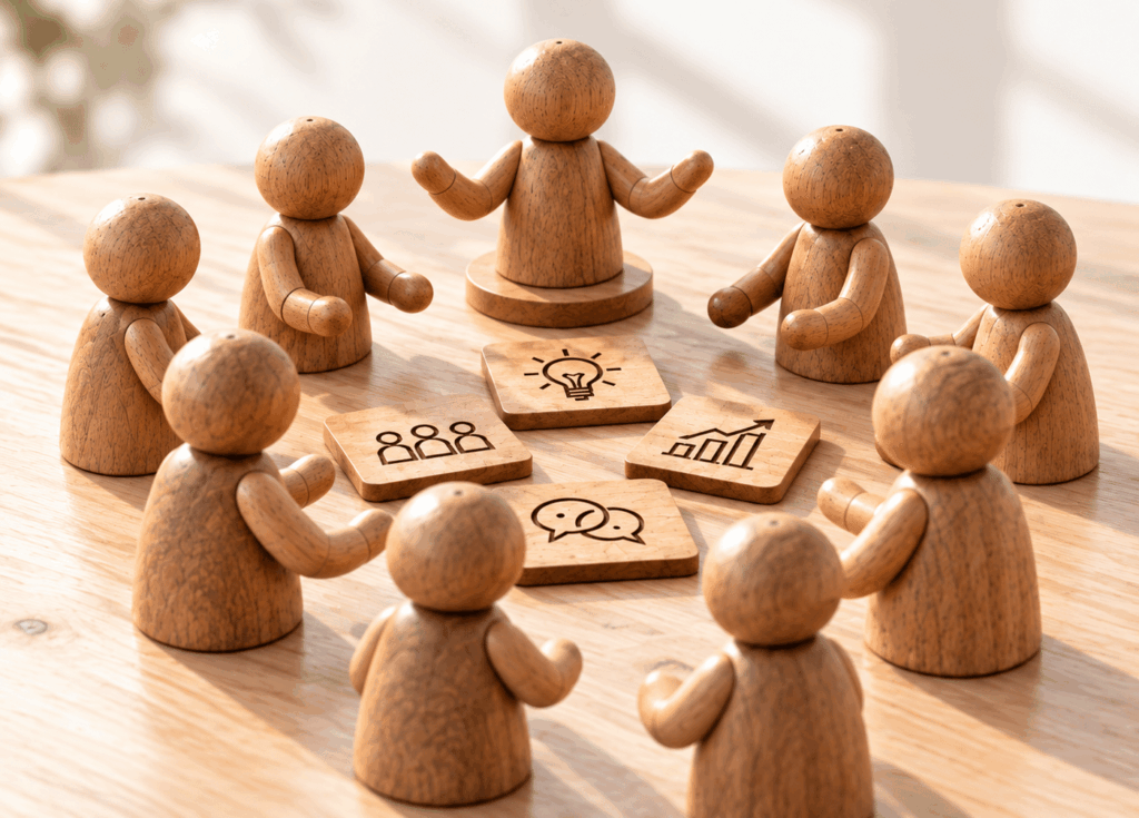 Eine moderierte Gruppenrunde für Trainings, Workshops und Seminare zur Kompetenzentwicklung.